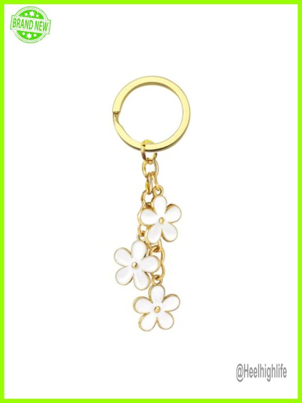 Enameled Flower Charm Keychain Tassel Keyring Purse Pendant